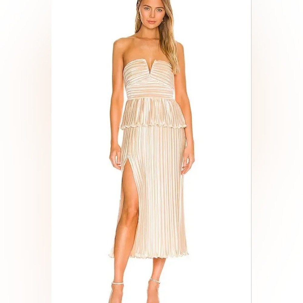 AIIFOS Emilia Dress In Beige Metallic‎ Champagne size large new!!!